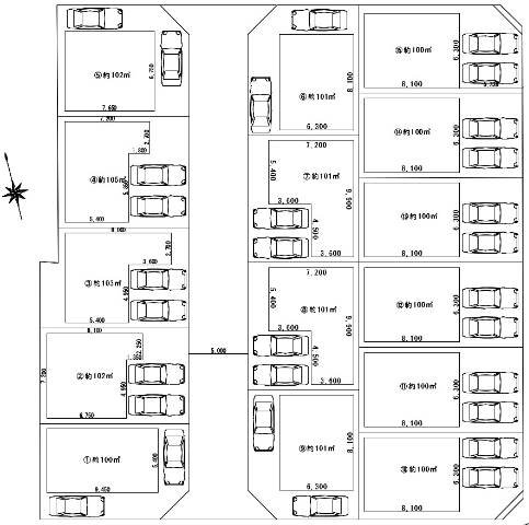 エムズコート鳳（堺市西区浜寺元町６丁）新築一戸建て分譲地全１５区画　●参考区画図。全１５区画の開発分譲地です！