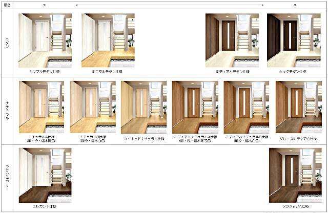 エムズコート萩原天神（堺市美原区北余部）全６５区画新築一戸建て　室内カラーバリエーション