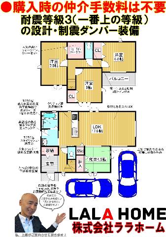 エムズコート金剛（大阪狭山市茱萸木６丁）全４１区画★自由設計対応可★不動産　●耐震等級３（一番上の等級）の設計！さらに住友ゴム工業の制震ダンパー『ミライエ』を標準設置！